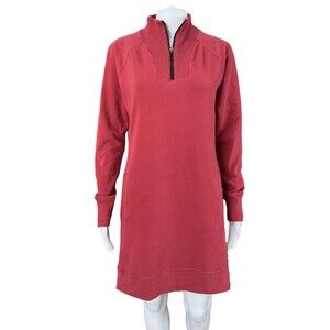 American Giant Terry Dress Size M 1/4 Zip Mineral Red Gorpcore Athleisure Travel